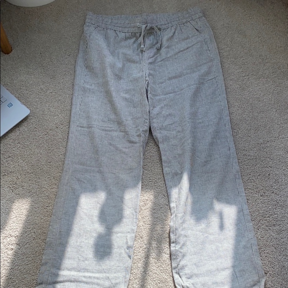 Ann Taylor Wide Leg striped linen pants